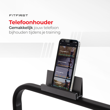 FitFirst Jogger telefoonhouder met FitShow app weergegeven